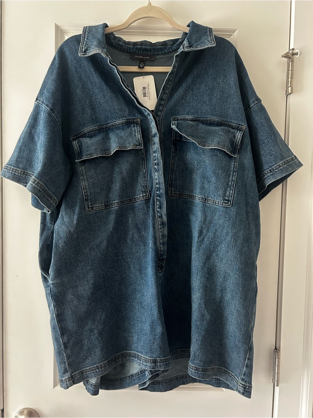 Denim Short-Sleeve Romper